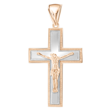 cross pendant made of 585° rose and white gold 