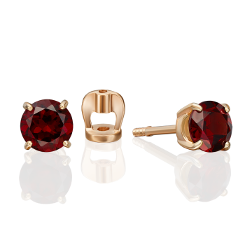 Серьги из красного золота 585 пробы с гранат 