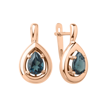 Серьги из красного золота 585 с ситаллом 