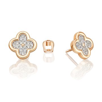 Серьги из красного золота 585 пробы с фианитами 