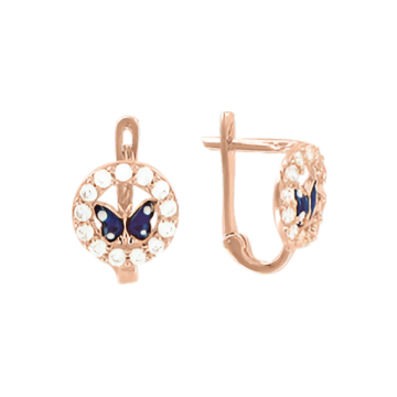 Серьги из красного золота 585 пробы с фианитами 