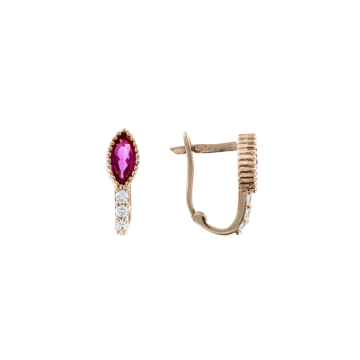 Серьги из красного золота 585 пробы с фианитами 