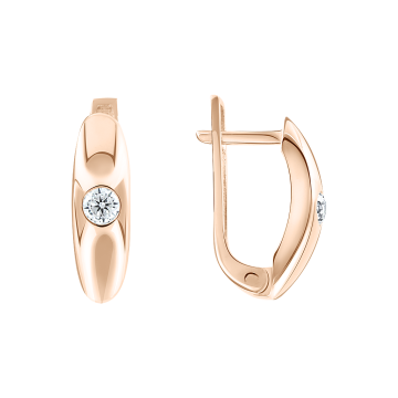Earrings in red gold with cubic zirconia 