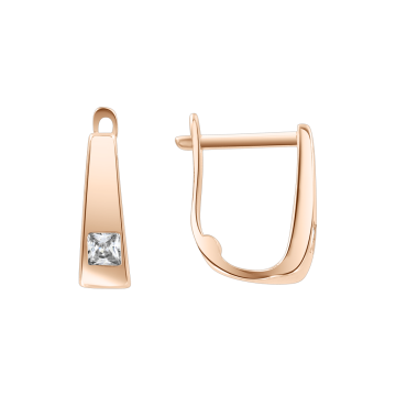 Серьги из красного золота 585 пробы с фианитами 