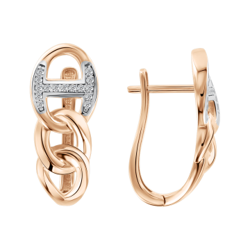 Серьги из красного золота 585 пробы с фианитами 