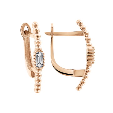 Серьги из красного золота 585 пробы с фианитами 