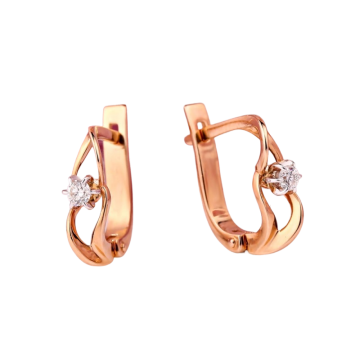 Earrings in red gold of 585 assay value with diamonds 