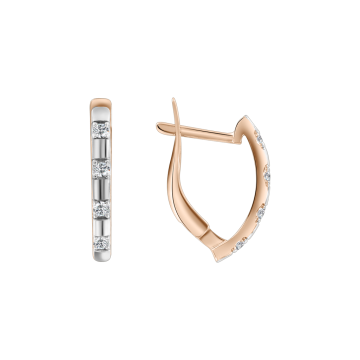 Earrings in red gold of 585 assay value with diamonds 