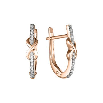 Earrings in red gold of 585 assay value with diamonds 