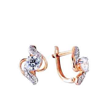 Серьги из красного золота 585 пробы с фианитами 
