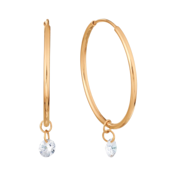 Серьги из красного золота 585 пробы с фианитами 