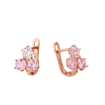 Серьги из красного золота 585 пробы с фианитами 