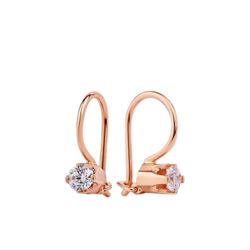 Серьги из красного золота 585 пробы с фианитами 