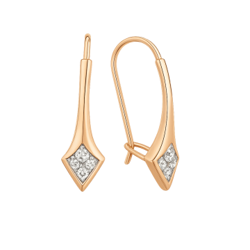 Серьги из красного золота 585 пробы с фианитами 