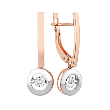 Earrings in red gold of 585 assay value with diamonds 