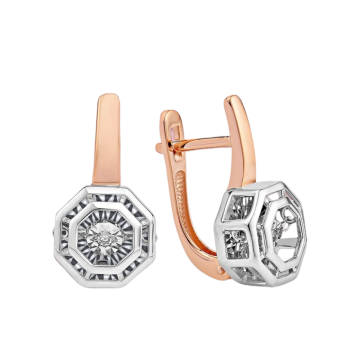 Earrings in red gold of 585 assay value with diamonds 