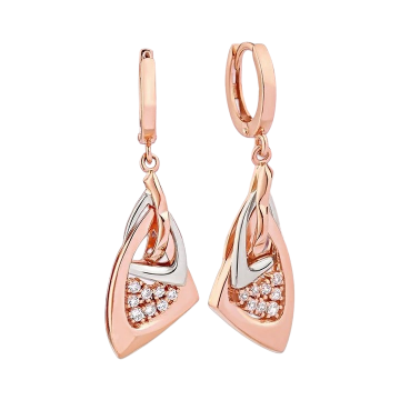 Серьги из красного золота 585 пробы с фианитами 