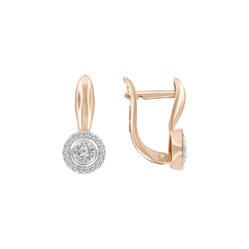 Earrings in red and white gold of 585 assay value with diamonds 