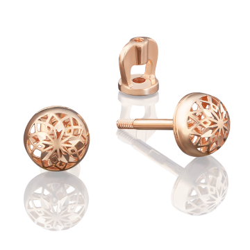 Infant earrings in red gold of 585 assay value 
