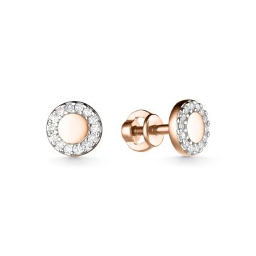 Earrings in red gold of 585 assay value with diamonds 