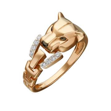 Lady´s ring in red gold of 585 assay value with zirconia 