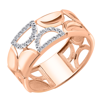 Lady´s ring in red gold of 585 assay value with zirconia 