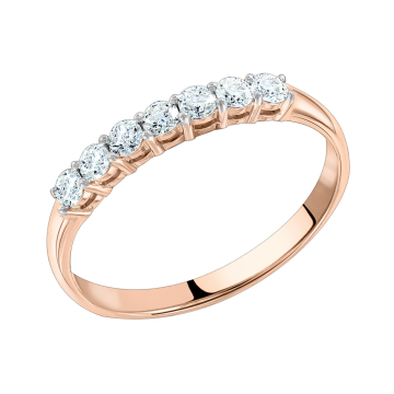 Lady´s ring in red gold of 585 assay value with diamonds 