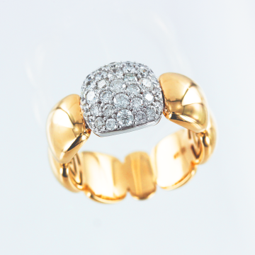 Gelb/ Weißgold 585 Damenring mit Brillanten 