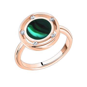 Lady´s ring in red gold of 585 assay value with zirconia 