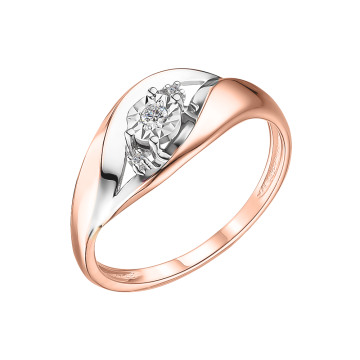 Lady´s ring in red gold of 585 assay value with diamonds 