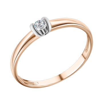 Lady´s ring in red gold of 585 assay value with diamonds 
