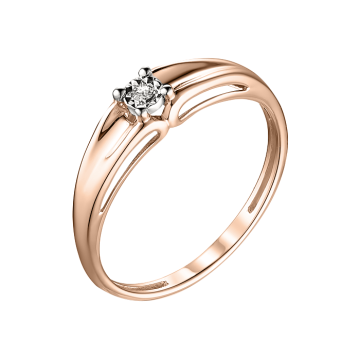 Lady´s ring in red gold of 585 assay value with diamonds 