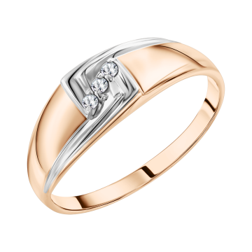 Lady´s ring in red gold of 585 assay value with diamonds 