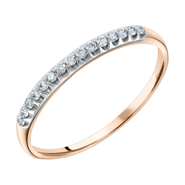 Lady´s ring in red gold of 585 assay value with diamonds 