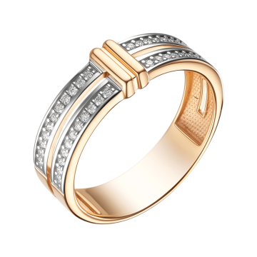 Lady´s ring in red gold of 585 assay value with diamonds 