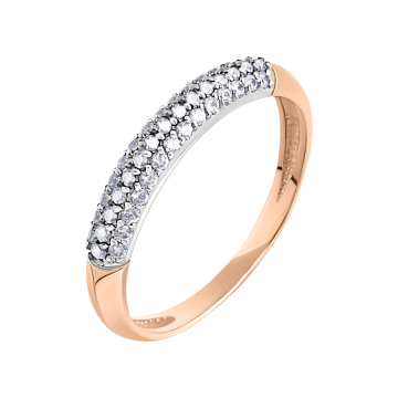 Кольцо из красного золота 585 пробы с вставкой из фианитов 