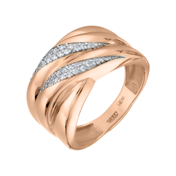 Lady´s ring in red gold of 585 assay value with zirconia 