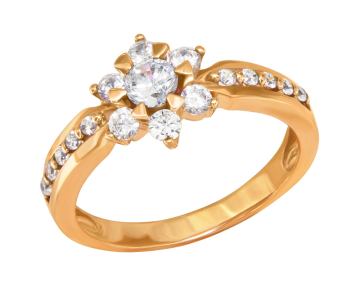 Lady´s ring in red gold of 585 assay value with zirconia 