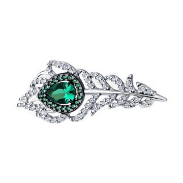 Brosche - 925er Sterling Silber mit Zirkonia 