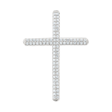Kreuz Anhänger - 925er Sterling Silber mit Zirkonia 