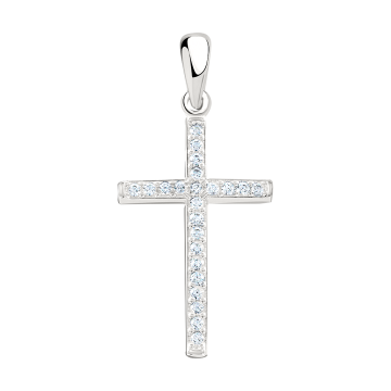 Kreuz Anhänger - 925er Sterling Silber mit Zirkonia 