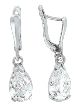 Серебряные серьги 925 пробы, вставка фианиты 