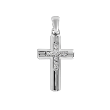 Kreuz Anhänger - 925er Sterling Silber mit Zirkonia 
