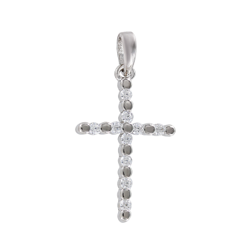 Kreuz Anhänger - 925er Sterling Silber mit Zirkonia 
