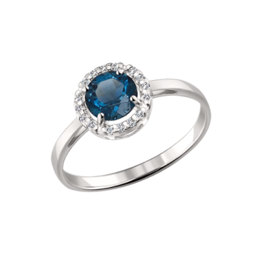Damenring aus 925er Silber mit Zirkonia und London Blau Topas 