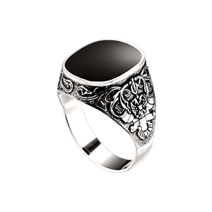 Herrenring  - 925er Sterling Silber mit Onyx 