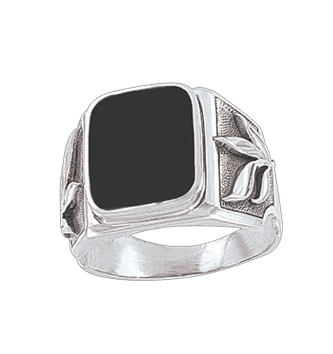 Herrenring  - 925er Sterling Silber mit Onyx 