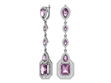 Ohrringe aus 925er Sterling Silber mit synthetischem Amethystquarz und farblosem Zirkonia 
