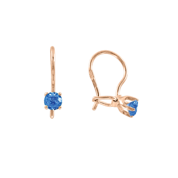 Серьги из красного золота 585 пробы с фианитами 