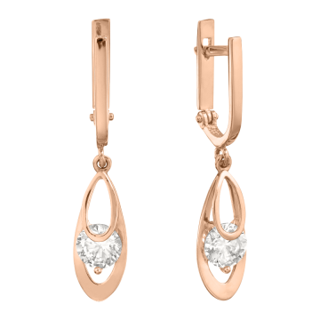Серьги из красного золота 585 пробы с фианитами 